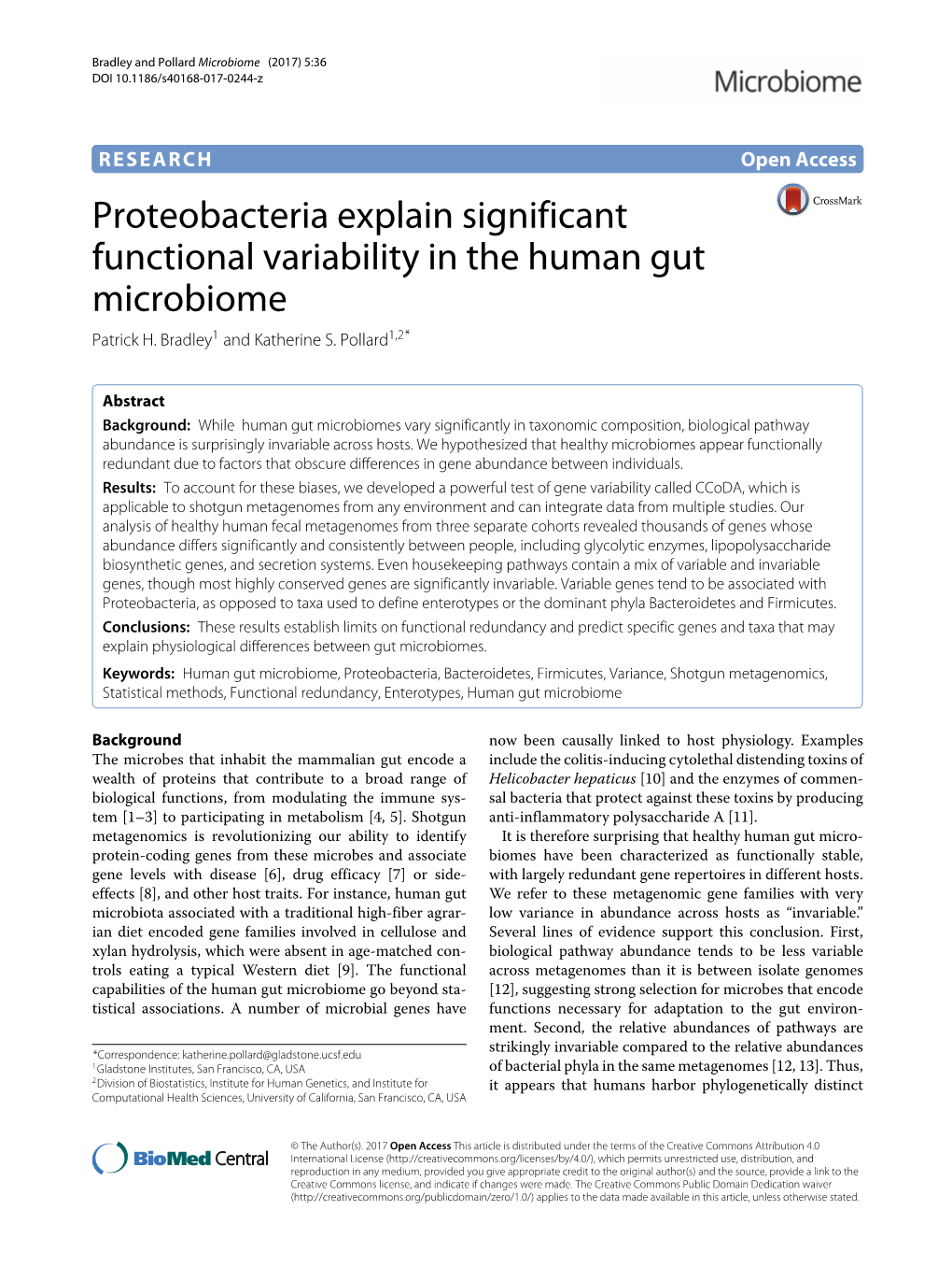 Proteobacteria Explain Significant Functional Variability in the Human Gut Microbiome Patrick H