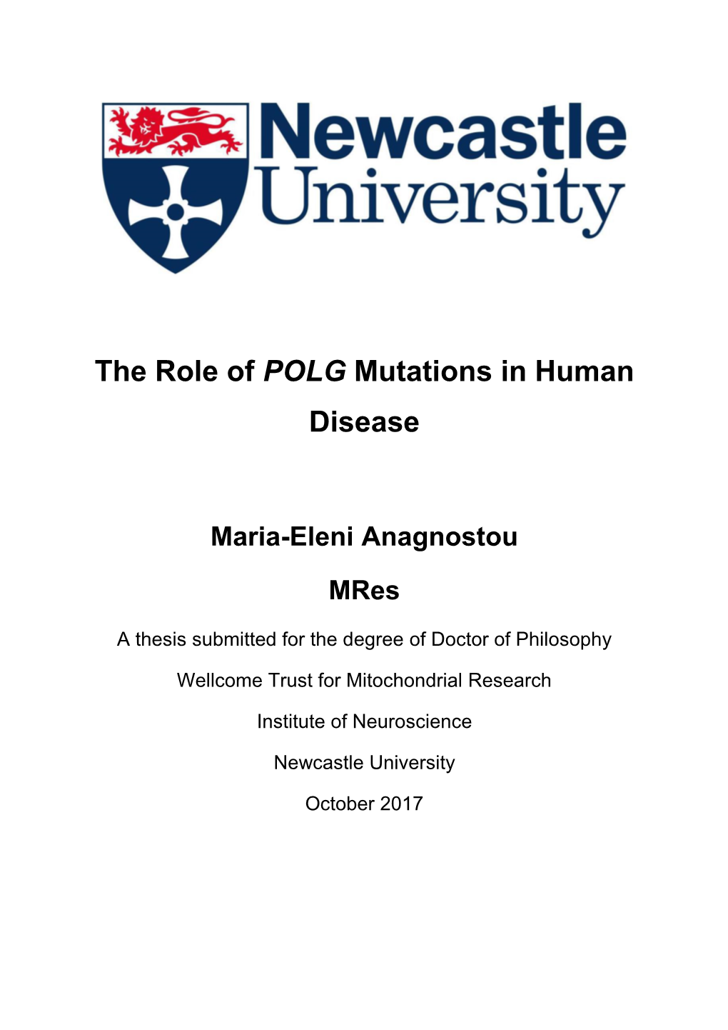 The Role of POLG Mutations in Human Disease