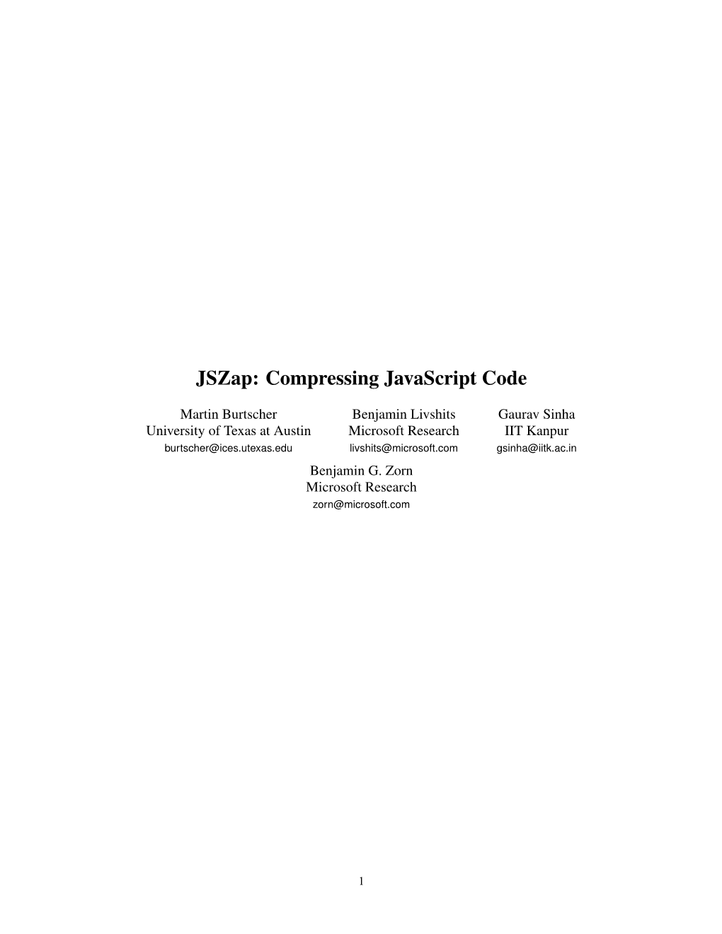 Jszap: Compressing Javascript Code