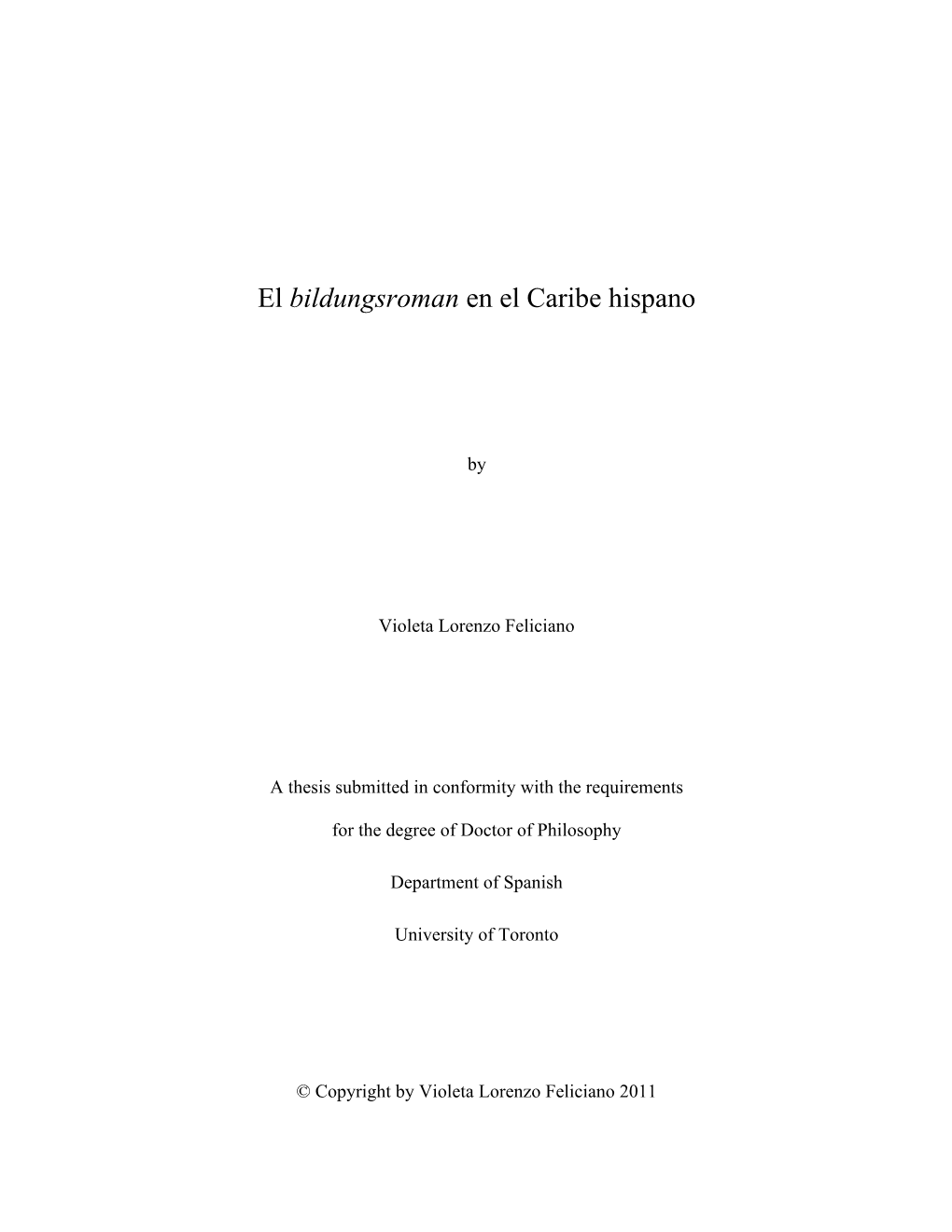 El Bildungsroman En El Caribe Hispano