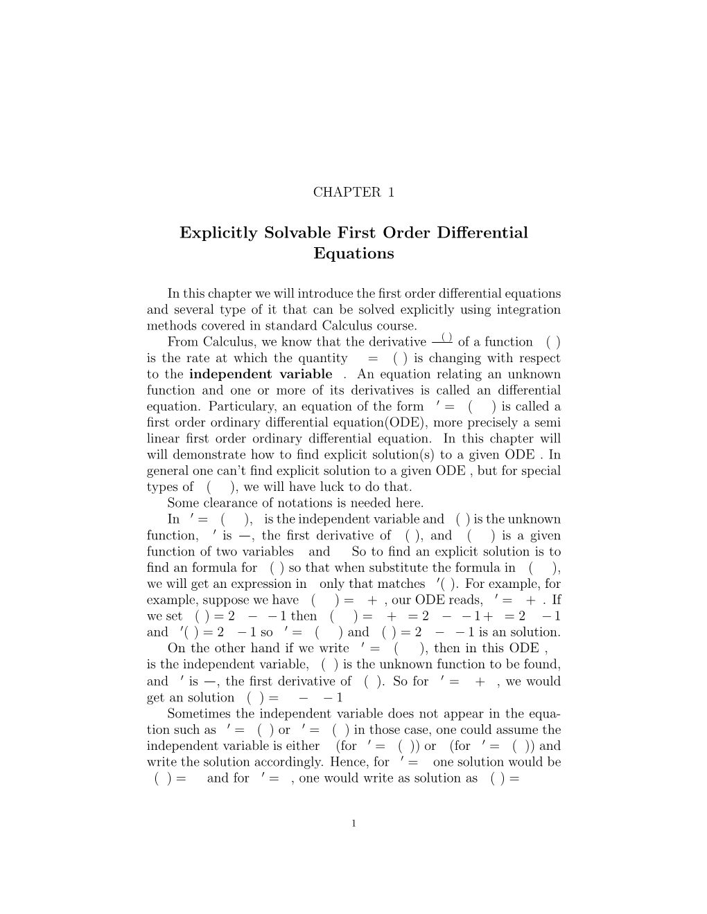Explicitly Solvable First Order Differential Equations