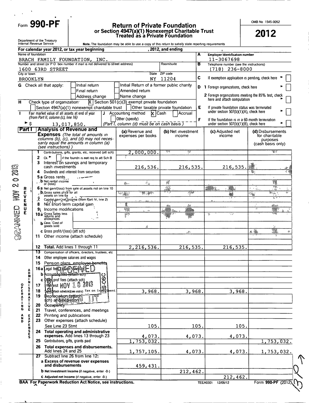 Form 990-PF Return of Private Foundation