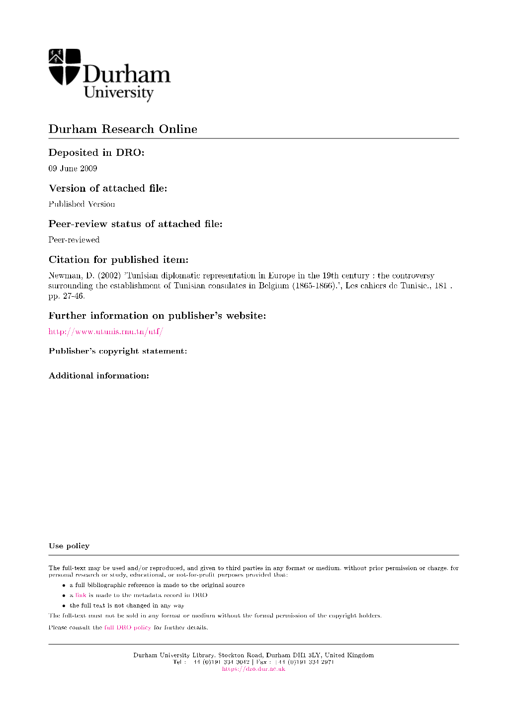 Tunisian Diplomatic Representation in Europe In