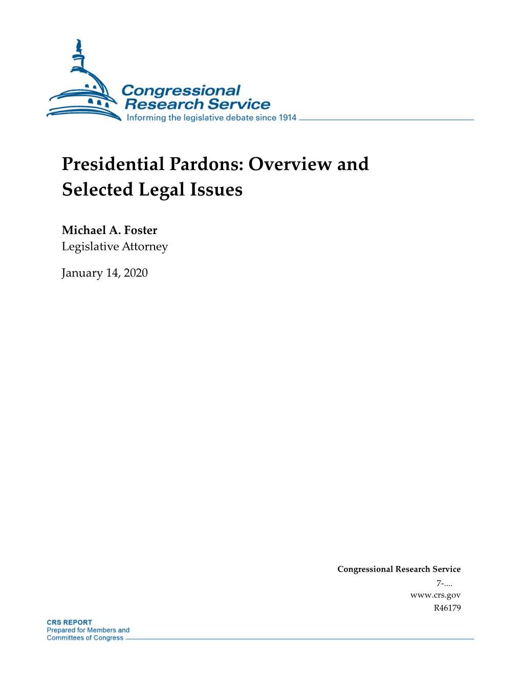 Presidential Pardons: Overview and Selected Legal Issues