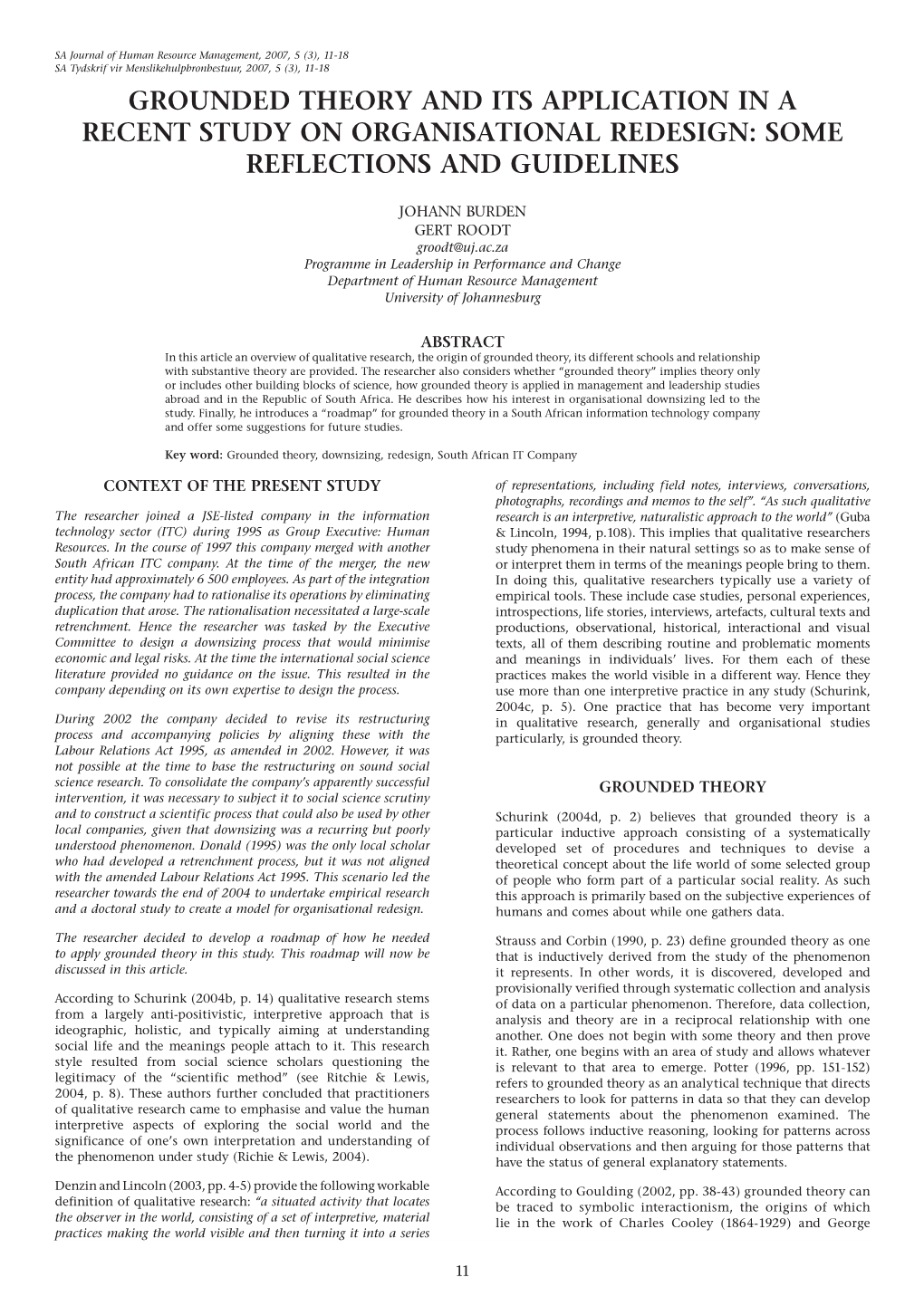 Grounded Theory and Its Application in a Recent Study on Organisational Redesign: Some Reflections and Guidelines