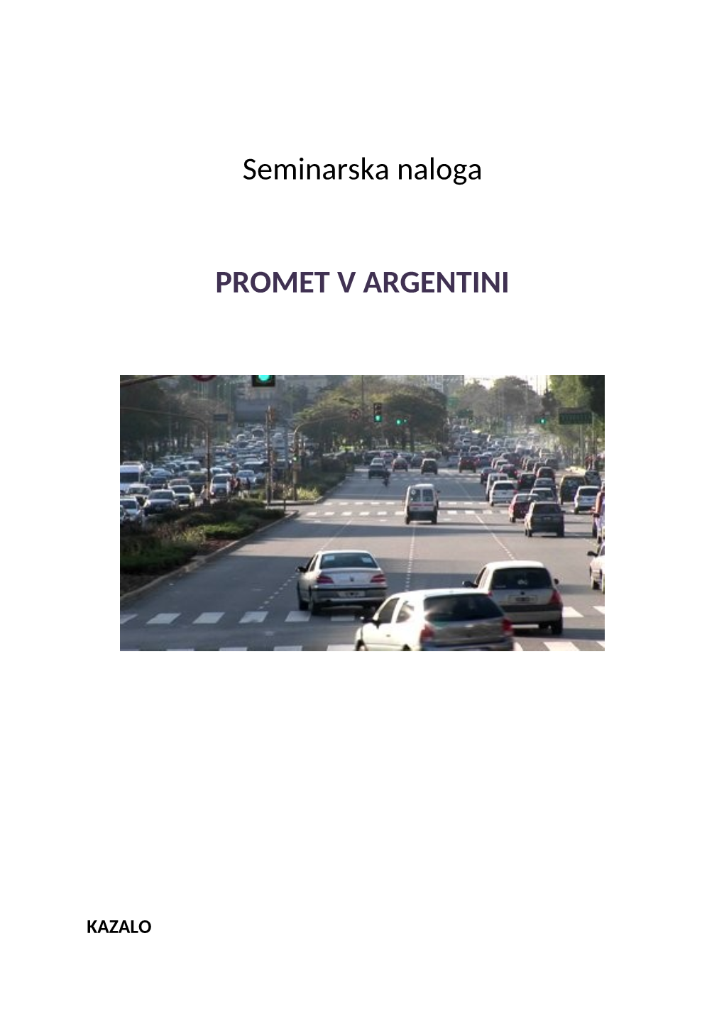 Seminarska Naloga PROMET V ARGENTINI