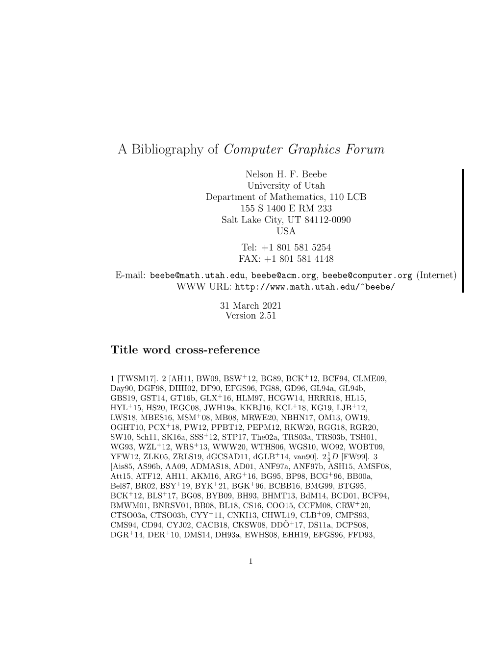 A Bibliography of Computer Graphics Forum