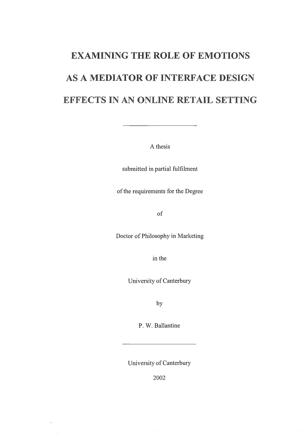 Examining the Role of Emotions As a Mediator of Interface Design Effects in an Outlibe Retail Setting