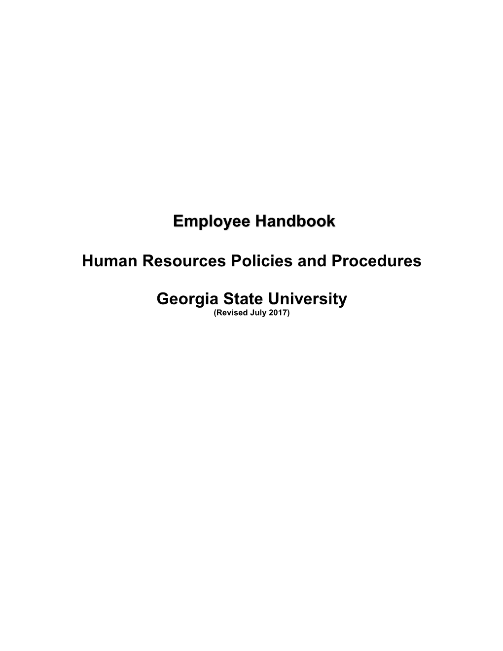 Employee Handbook Human Resources Policies and Procedures