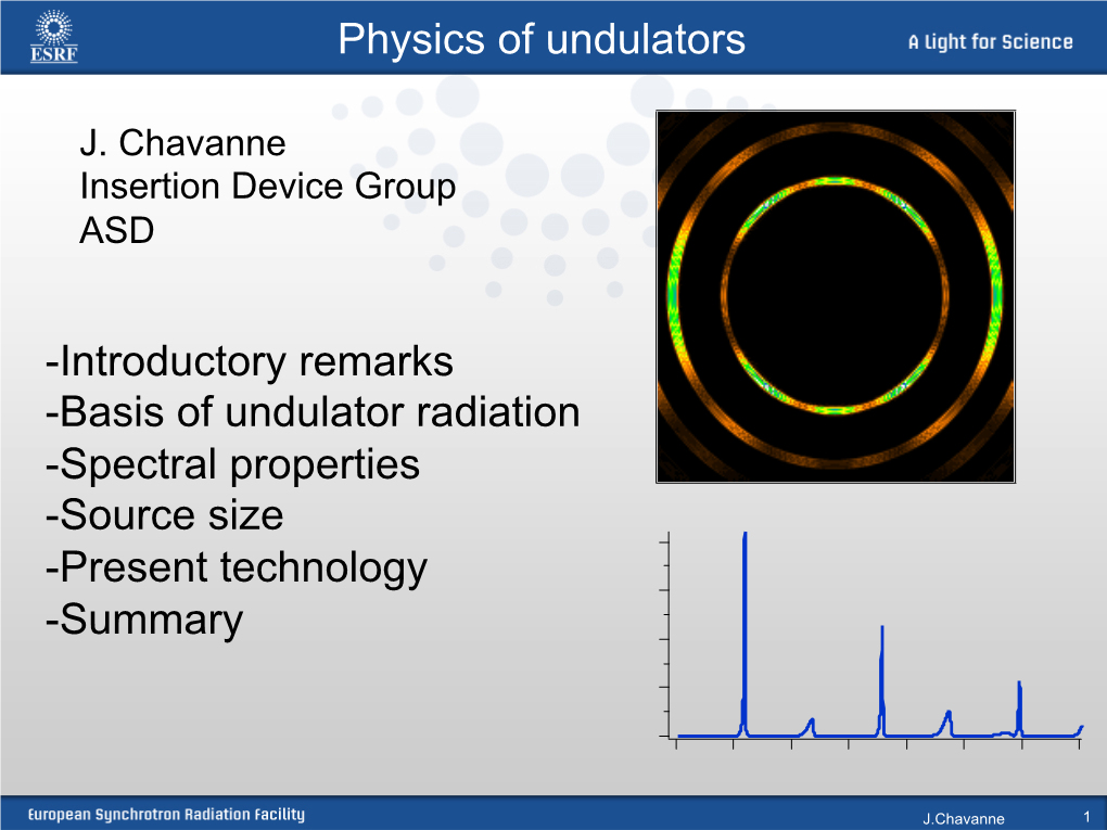 Basis of Undulator Radiation -Spectral Properties -Source Size -Present Technology -Summary
