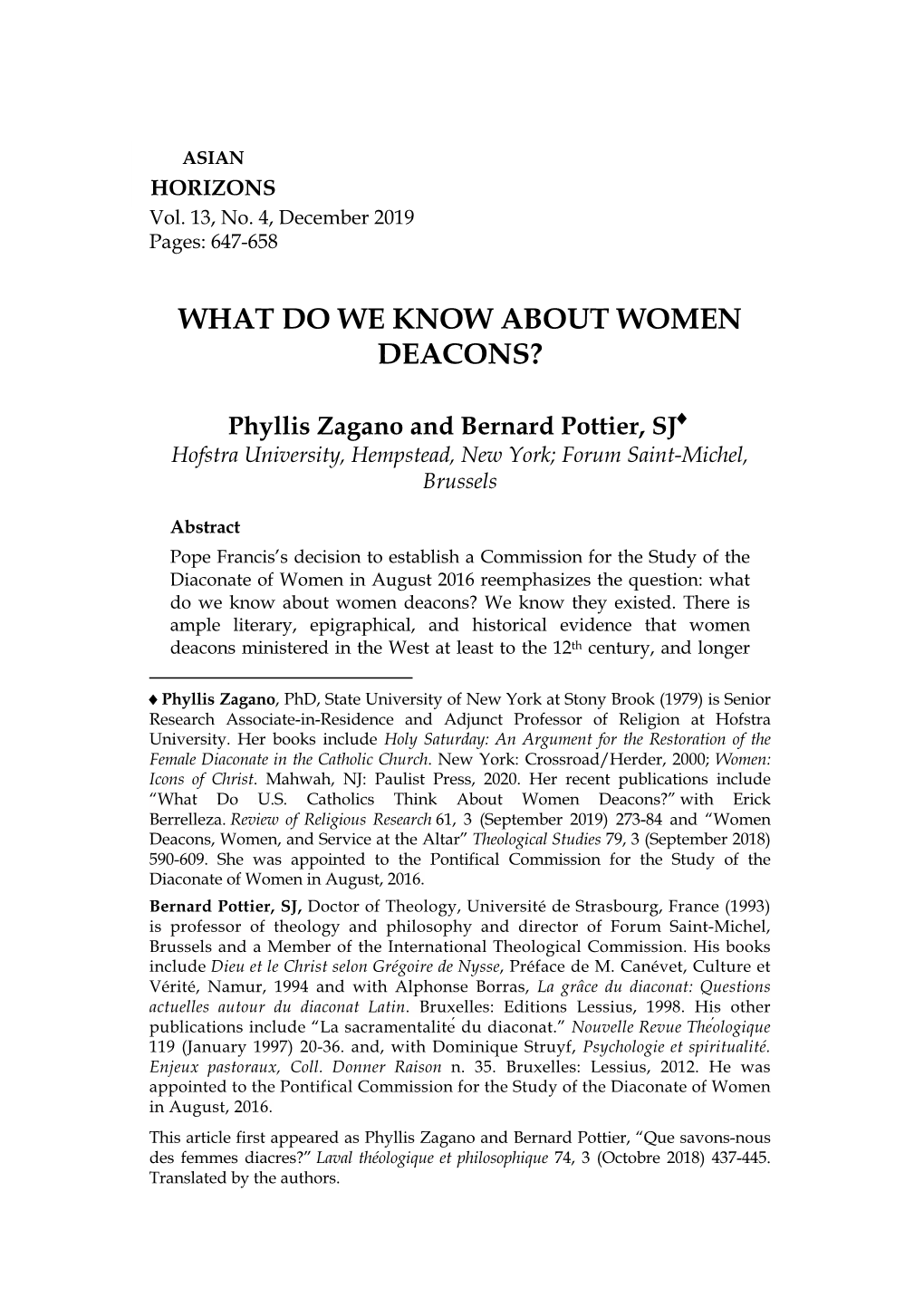 What Do We Know About Women Deacons?