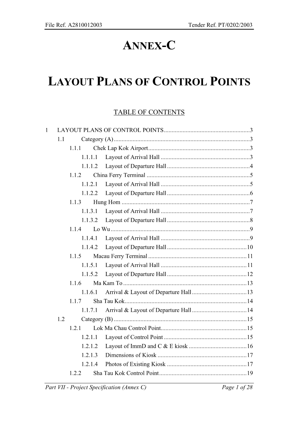 Annex-C Layout Plans of Control Points