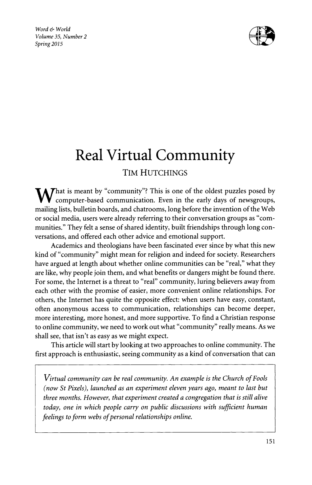 Real Virtual Community