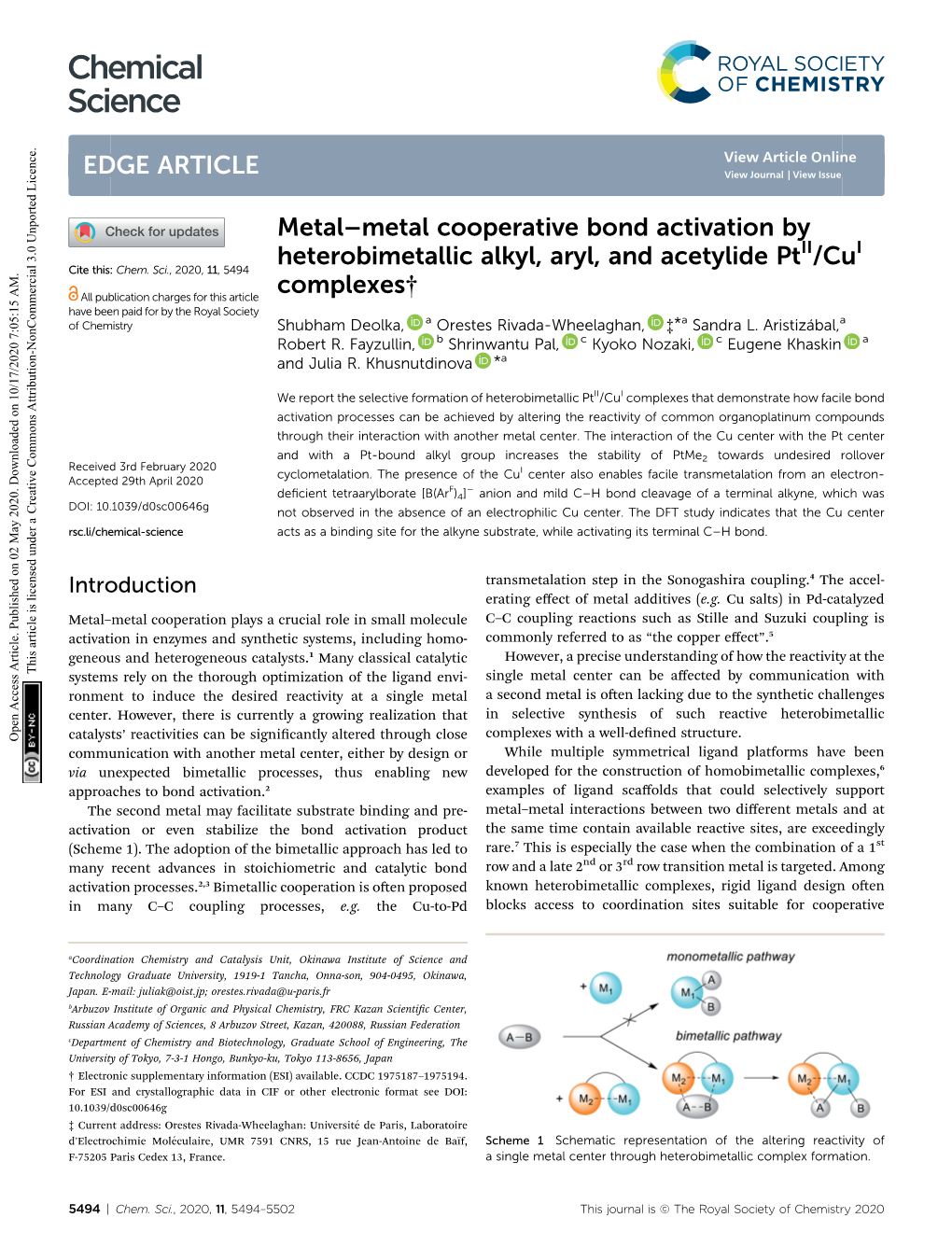 Metal–Metal Cooperative Bond Activation by Heterobimetallic Alkyl, Aryl, and Acetylide Ptii/Cui Cite This: Chem