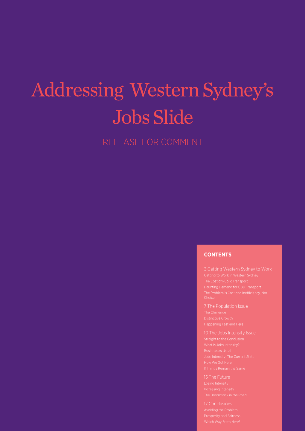 Addressing Western Sydney's Jobs Slide