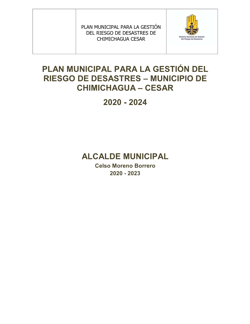 Plan Municipal Para La Gestión Del Riesgo De Desastres De Chimichagua Cesar