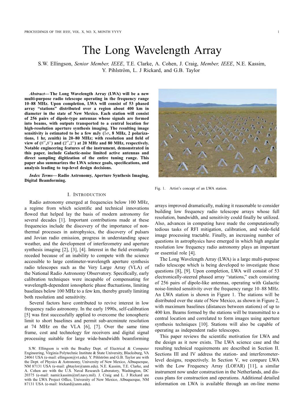 The Long Wavelength Array S.W