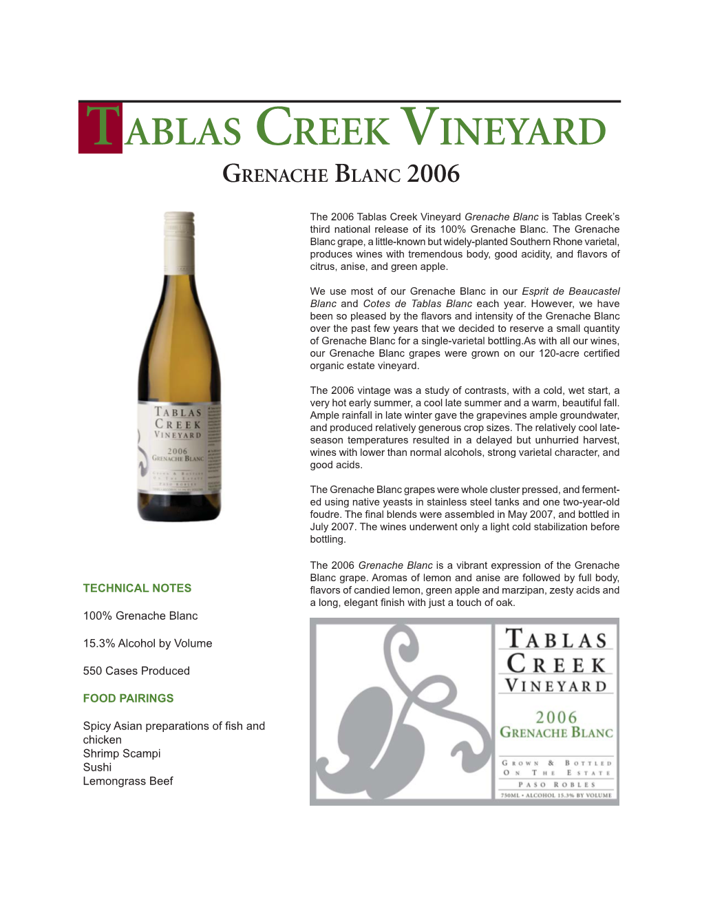 Grenache Blanc06 Printable Wine Page.Indd