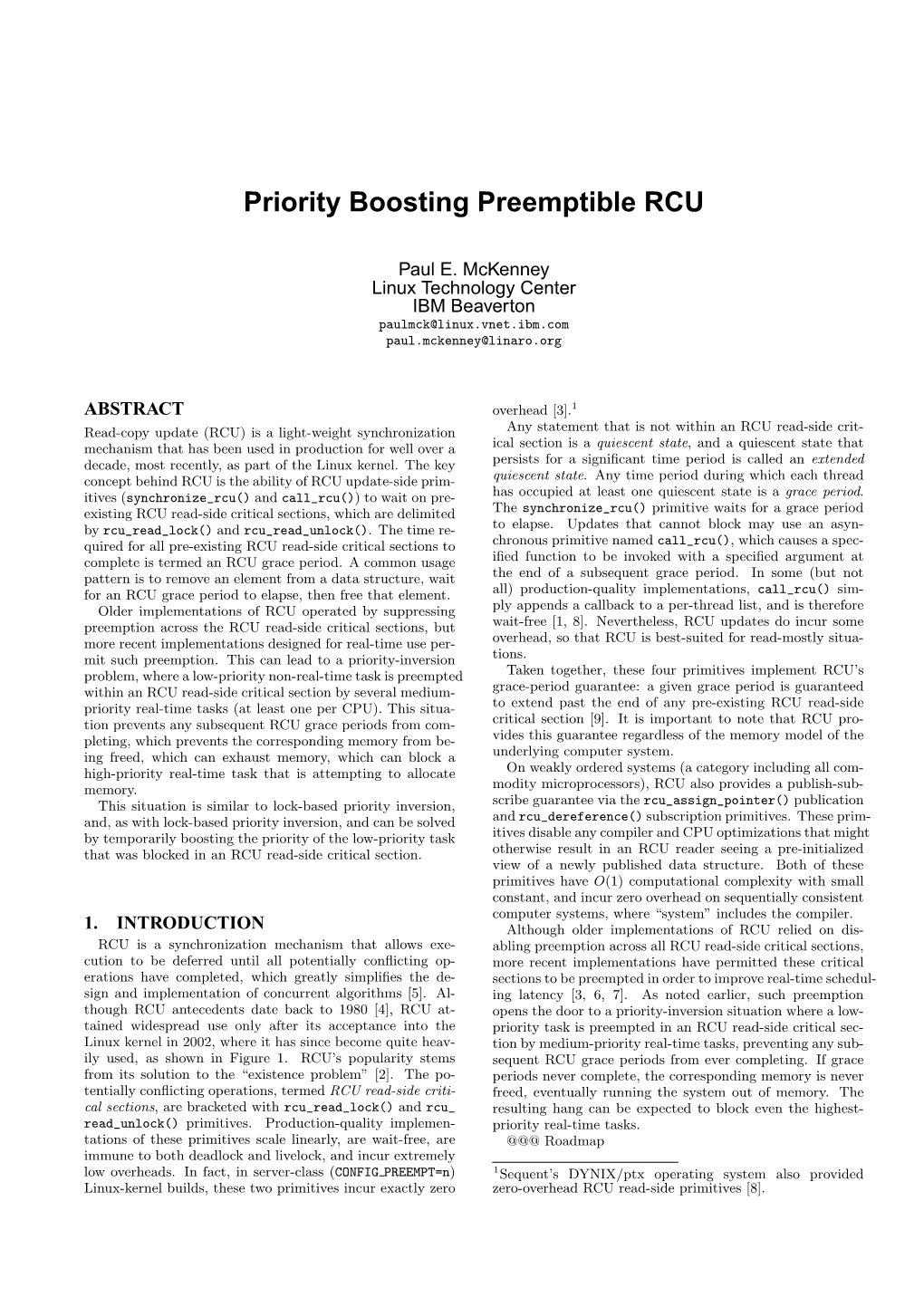 Priority Boosting Preemptible RCU