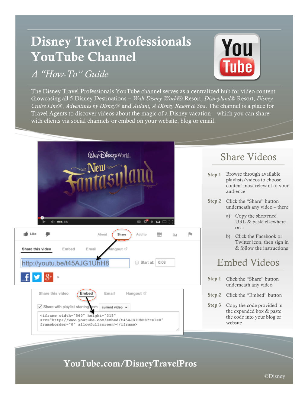 Disney Travel Professionals Youtube Channel a “How-To” Guide