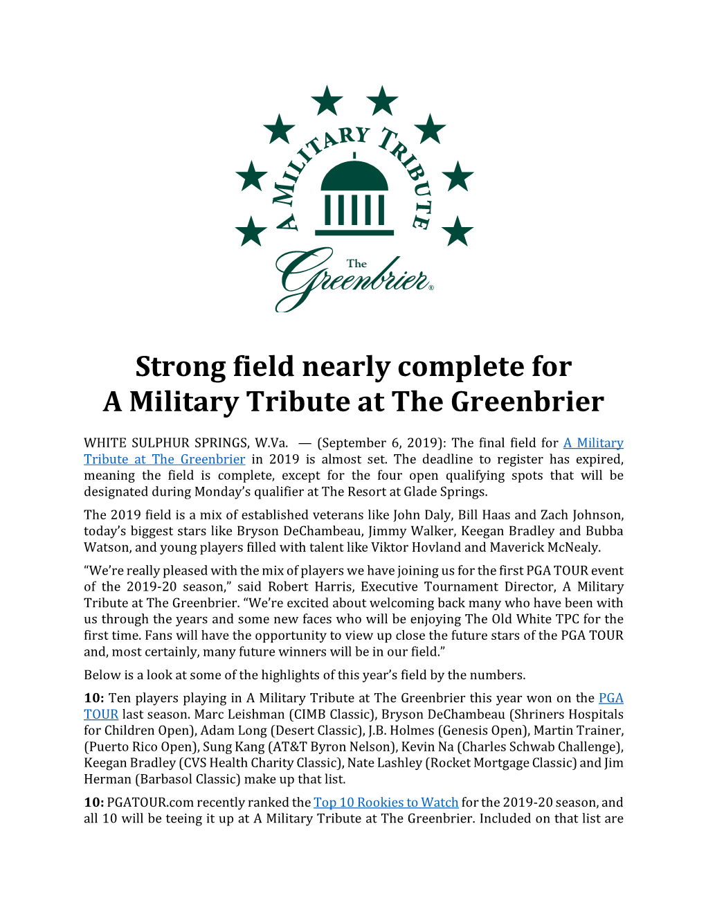 Military Tribute Field 2019