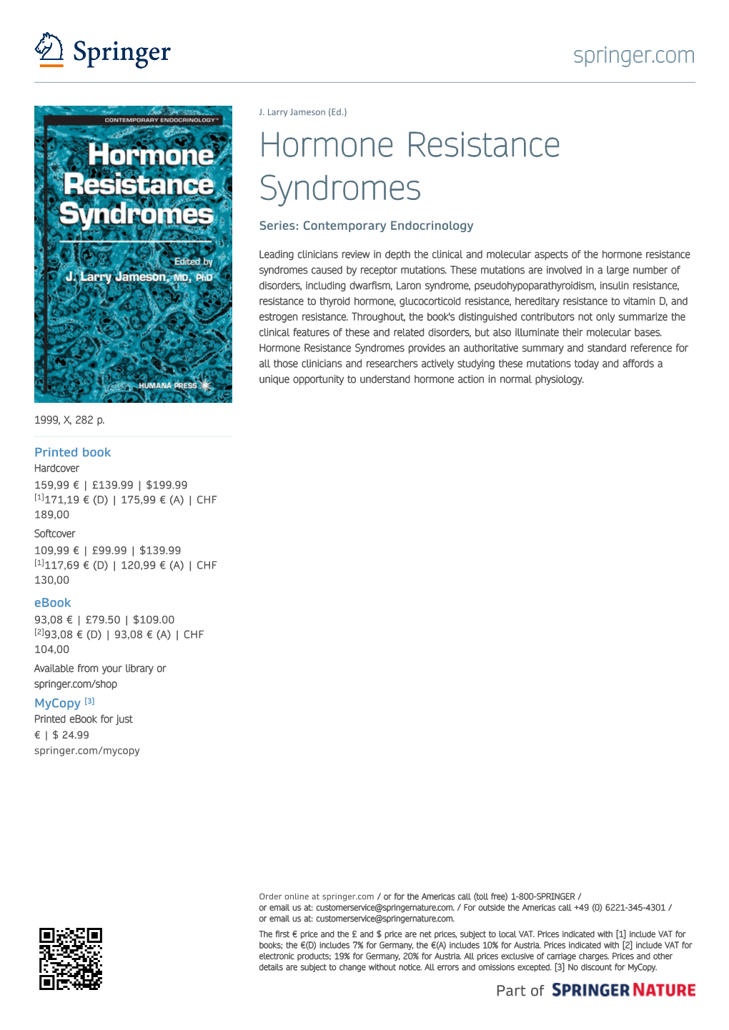 Hormone Resistance Syndromes Series: Contemporary Endocrinology