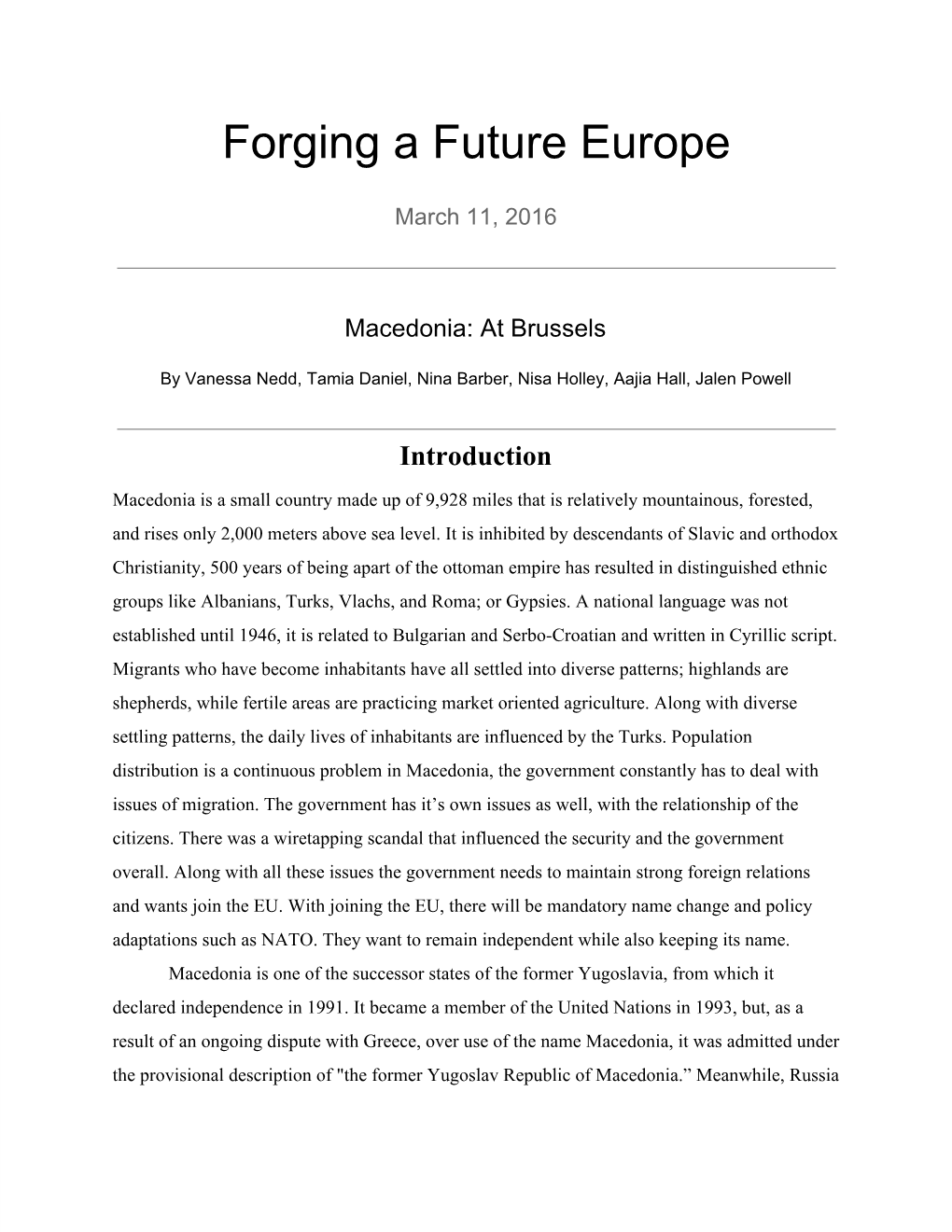 Forging a Future Europe