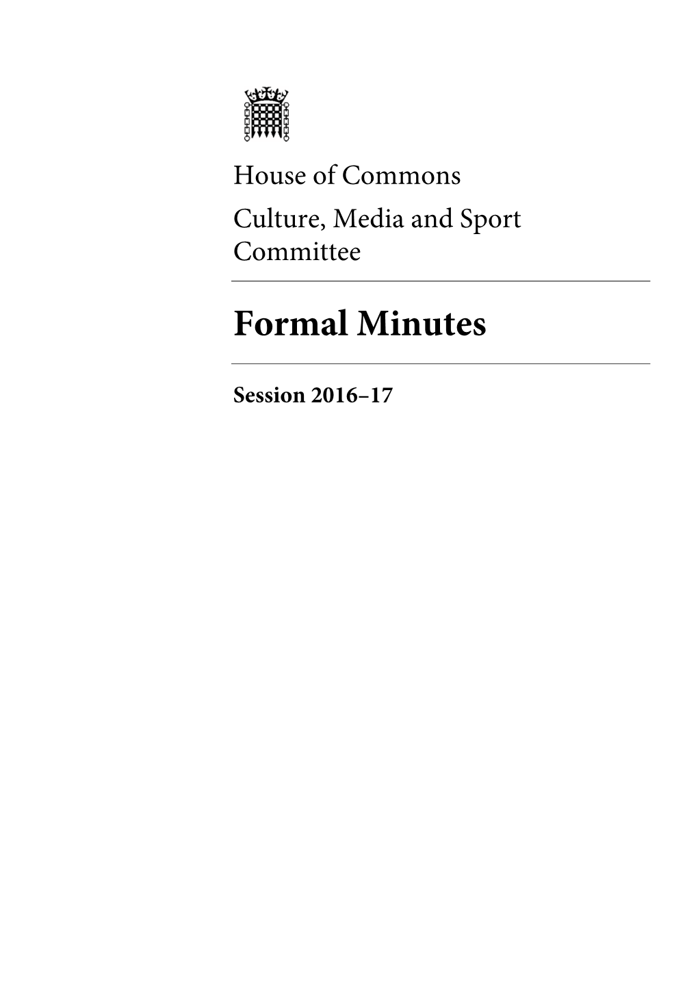 Formal Minutes