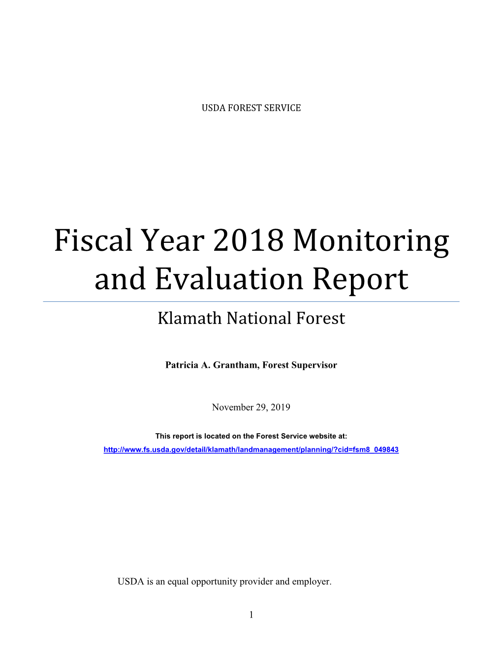 FY 2018 Monitoring Report