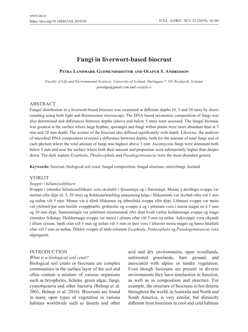 Fungi in Liverwort-Based Biocrust