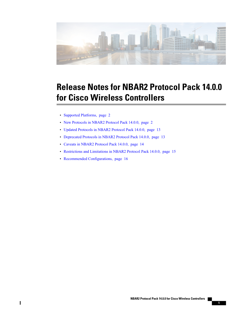 Release Notes for NBAR2 Protocol Pack 14.0.0 for Cisco Wireless Controllers