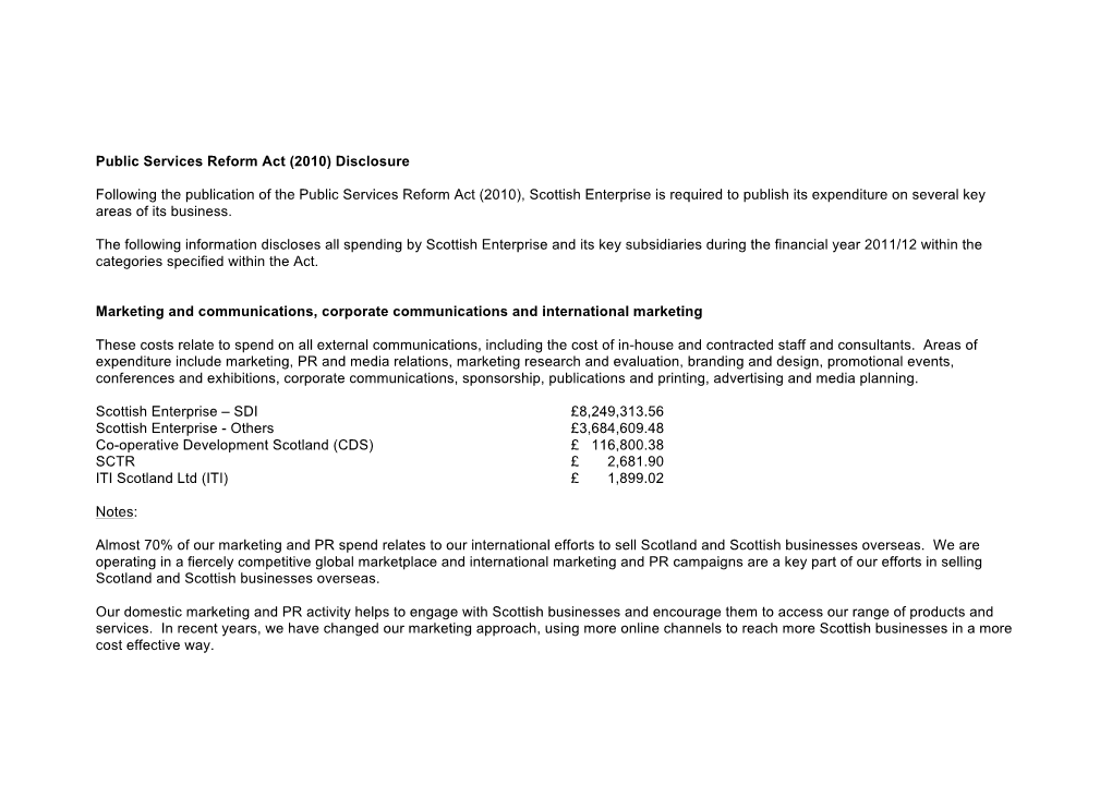 Public Services Reform Act (2010) Disclosure