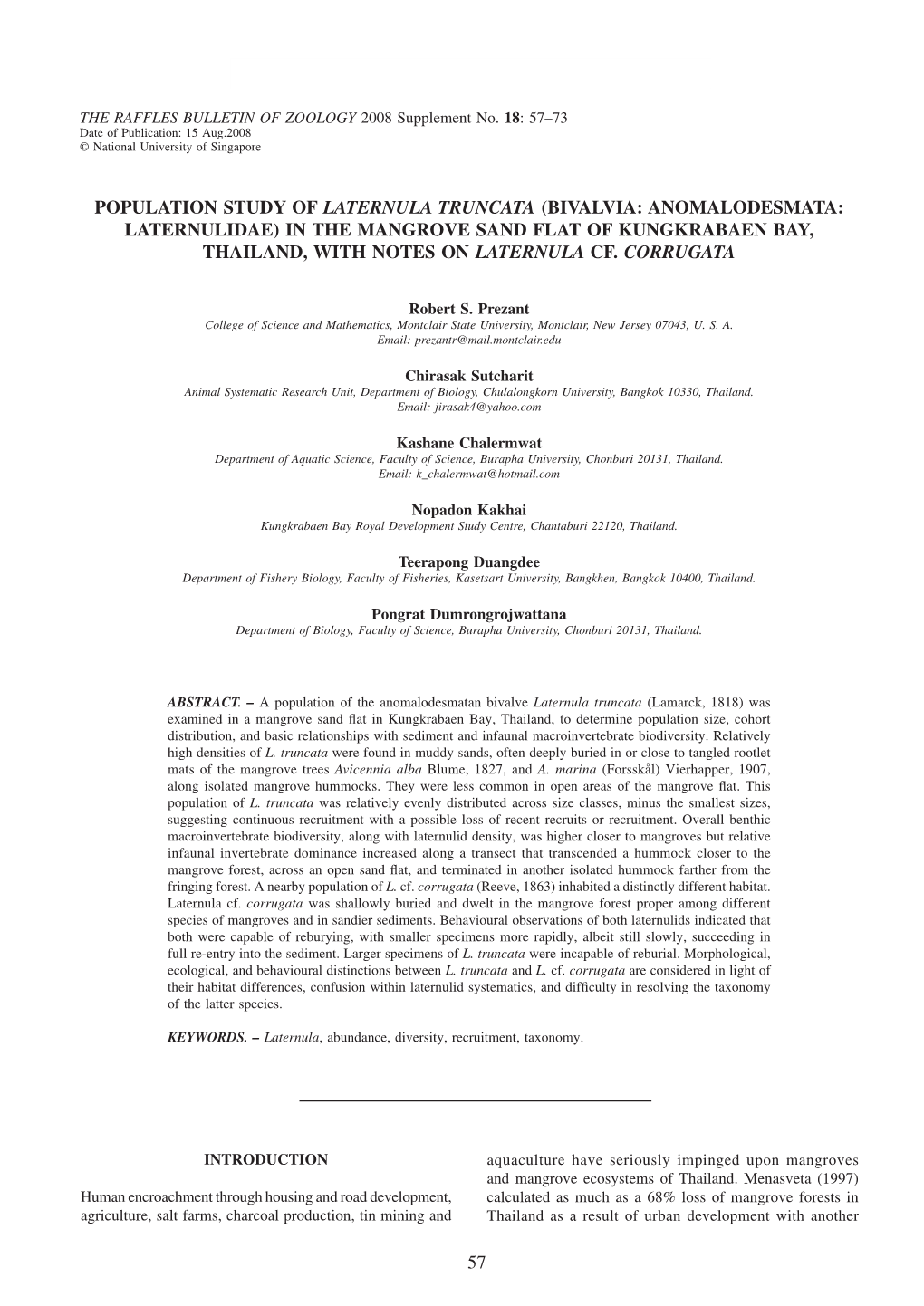 05 Prezant Pg 57-73.Indd 57 8/14/08 4:41:07 PM Prezant Et Al.: Laternula Population Ecology