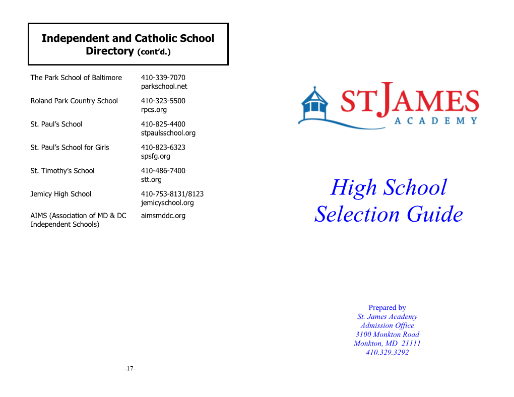 High School Selection Guide