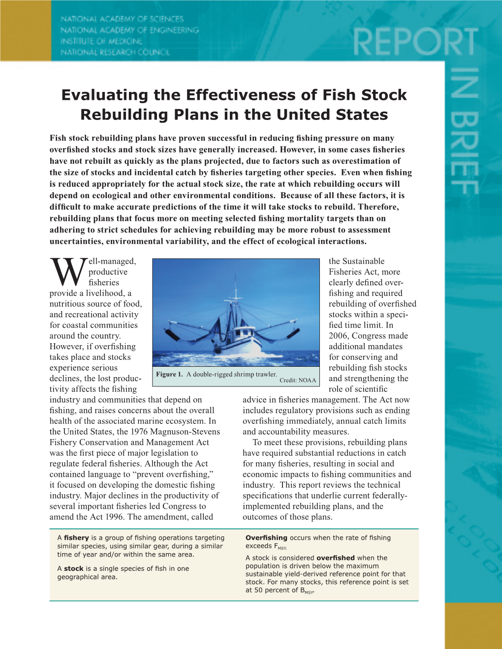 Evaluating the Effectiveness of Fish Stock Rebuilding Plans in the United States