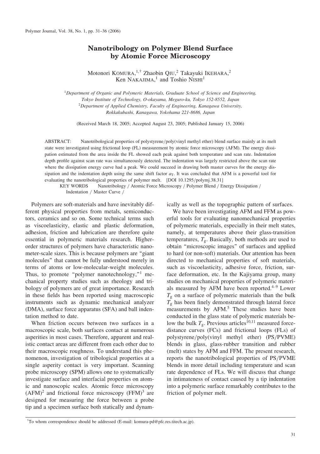 Nanotribology on Polymer Blend Surface by Atomic Force Microscopy