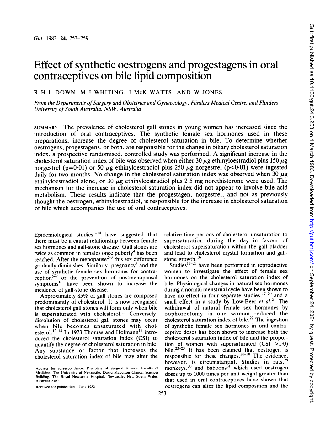 Contraceptives on Bile Lipid Composition