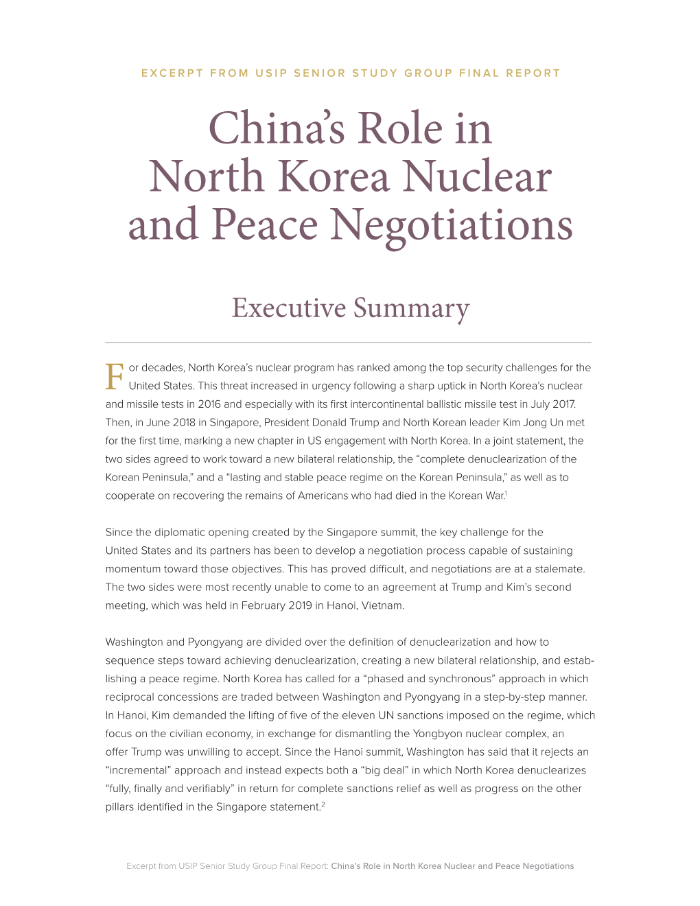 China's Role in North Korea Nuclear and Peace Negotiations