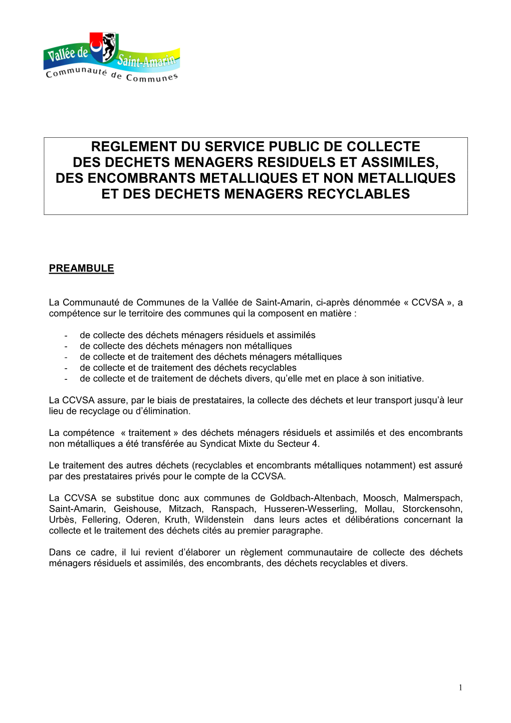 REGLEMENT Collecte Conseil 28 Janvier 2009