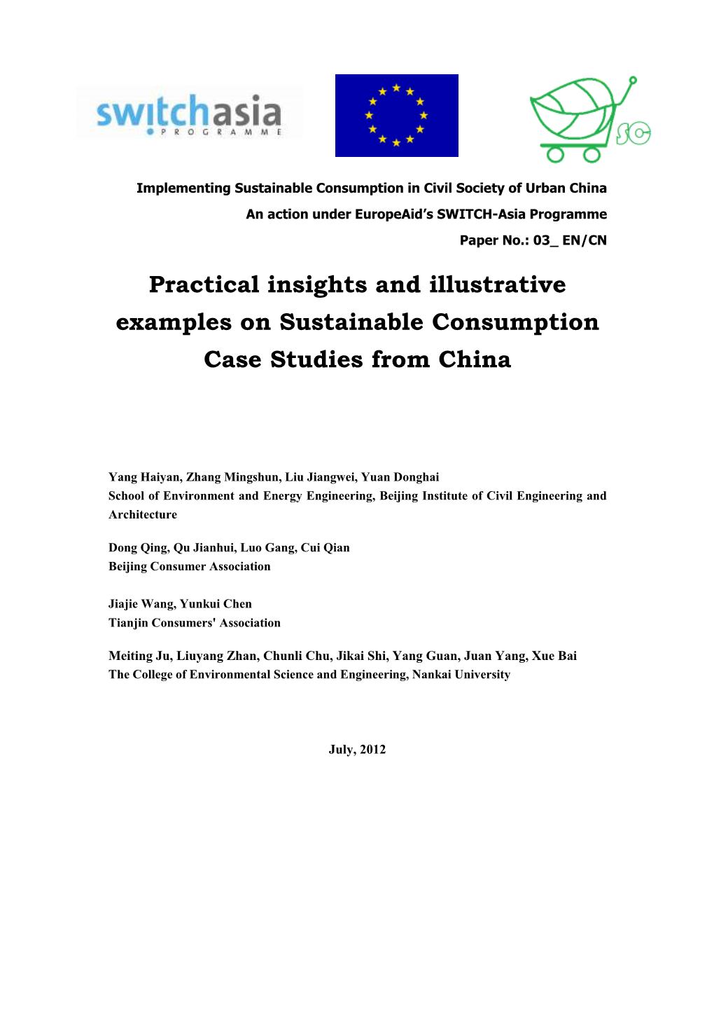 Practical Insights and Illustrative Examples on Sustainable Consumption Case Studies from China