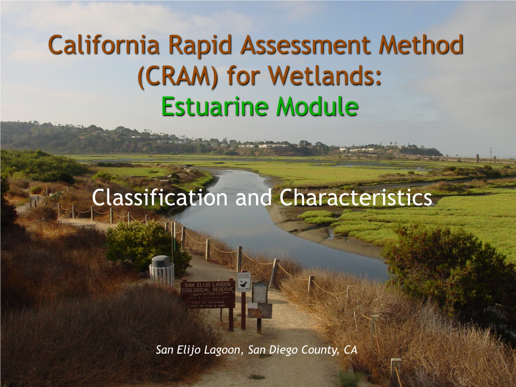 (CRAM) for Wetlands: Estuarine Module