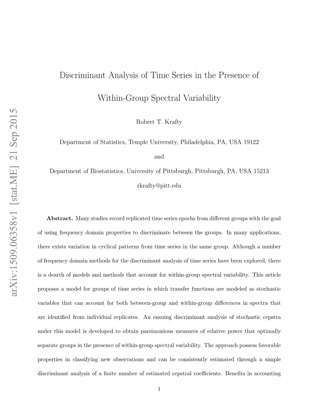 Discriminant Analysis of Time Series in the Presence of Within-Group