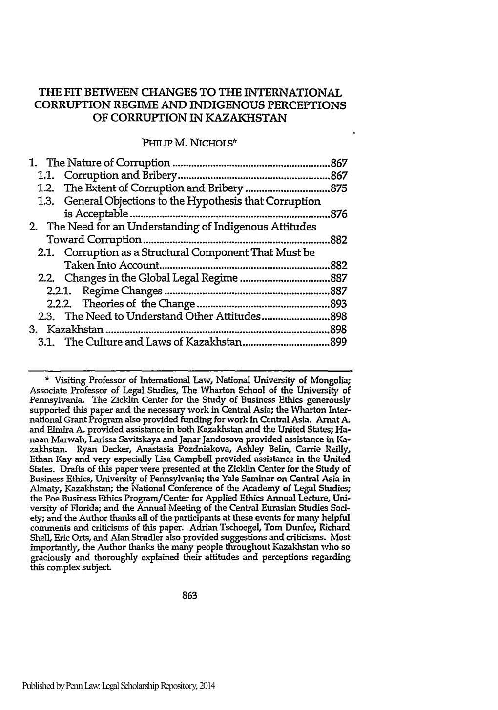 The Fit Between Changes to the International Corruption Regime and Indigenous Perceptions of Corruption in Kazaistan