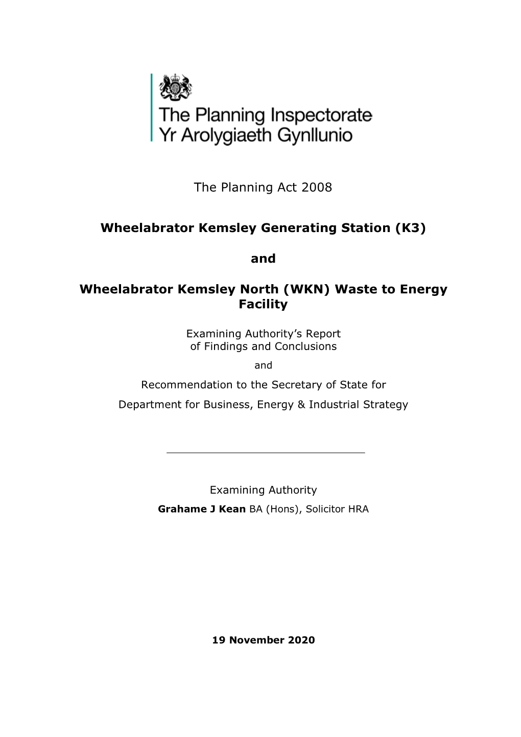 The Planning Act 2008 Wheelabrator Kemsley Generating Station (K3)