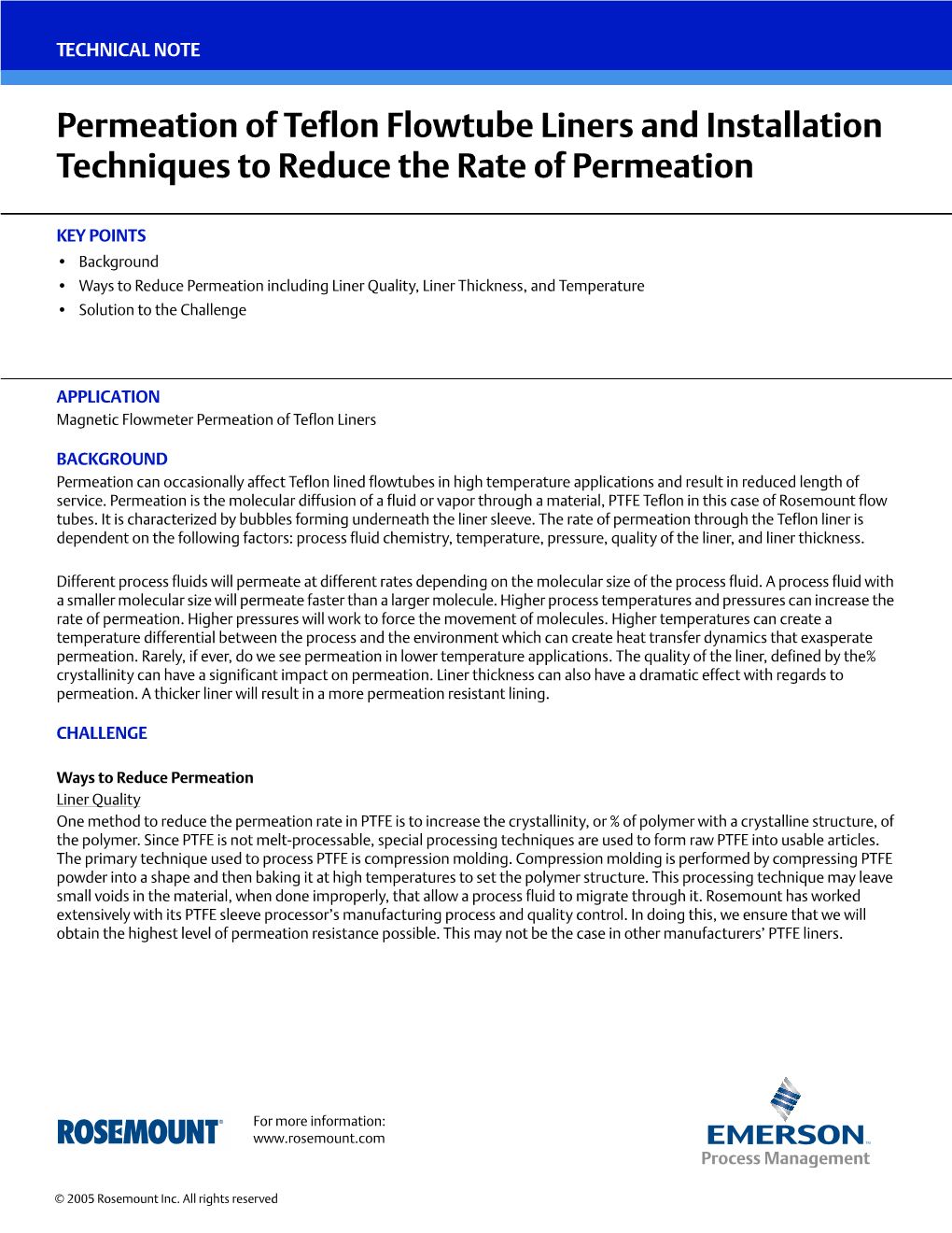 Permeation of Teflon Flowtube Liners and Installation Techniques to Reduce the Rate of Permeation