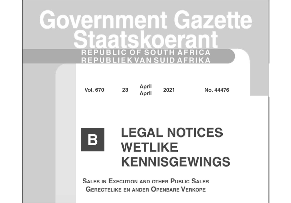 Legal Notices Wetlike Kennisgewings