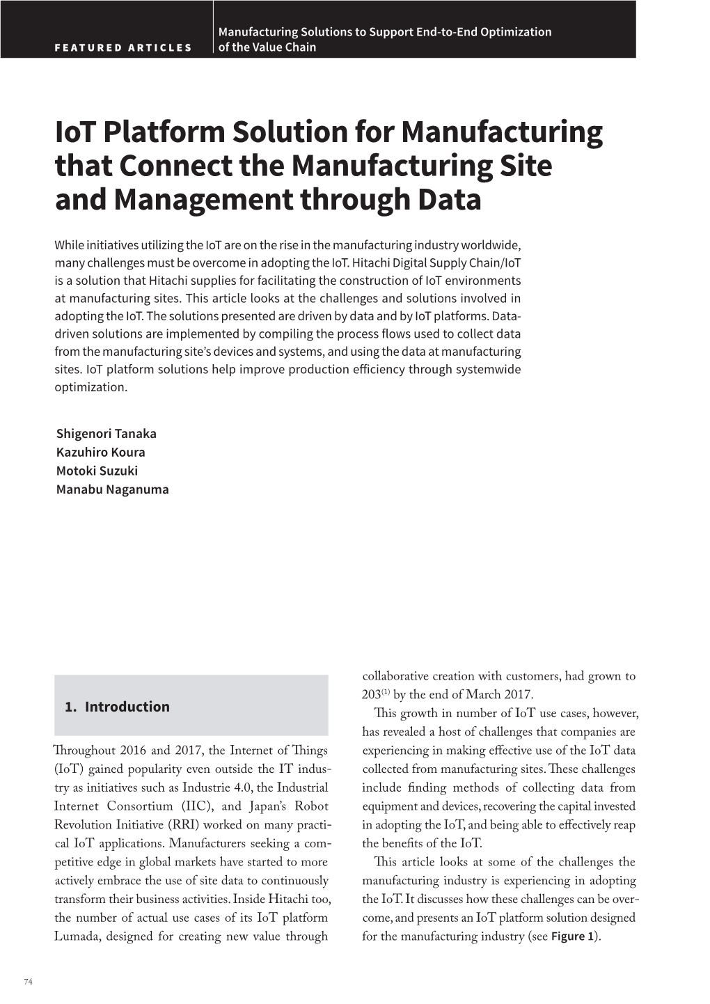 Iot Platform Solution for Manufacturing That Connect the Manufacturing Site and Management Through Data