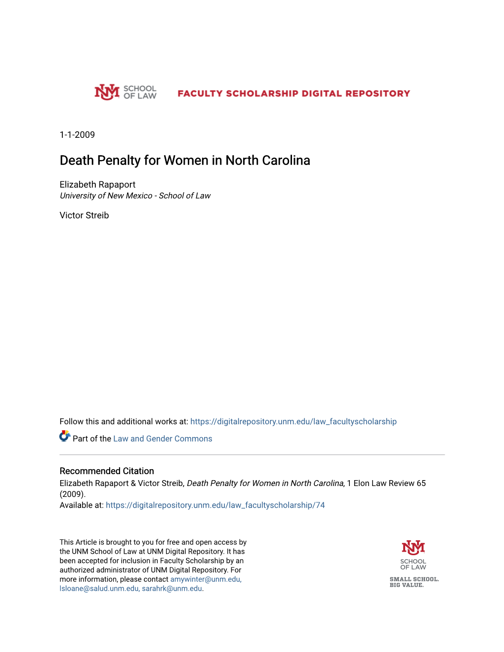 Death Penalty for Women in North Carolina