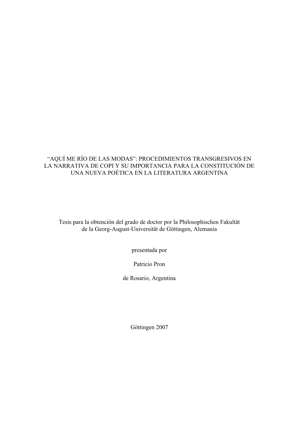 Copi Y Su Importancia Para La Constitución De Una Nueva Poética En La Literatura Argentina