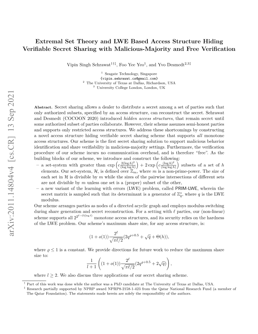 Arxiv:2011.14804V3 [Cs.CR] 14 Jun 2021